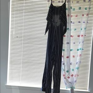 Black and white stripped jumpsuit.